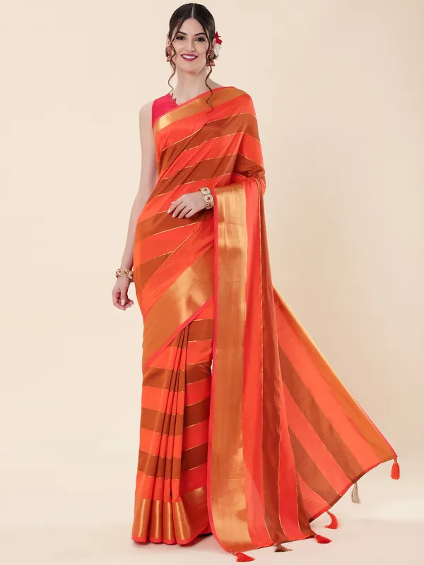 Suha_Womens_Grand_Fashion_Ethnic_Orange_Color_Saree