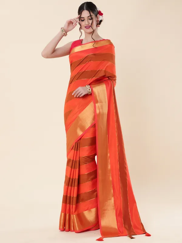 Suha_Womens_Grand_Fashion_Ethnic_Orange_Color_Saree