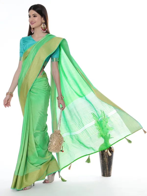Suha_Womens_Grand_Fashion_Ethnic_Green_Color_Saree