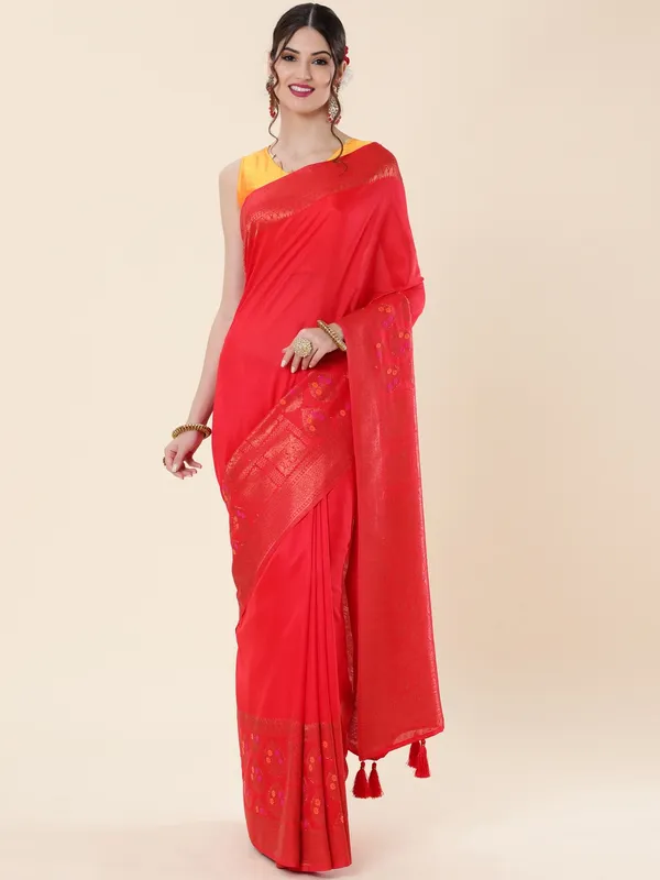 Suha_Womens_Grand_Fashion_Ethnic_Red_Color_Saree
