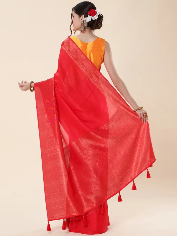 Suha_Womens_Grand_Fashion_Ethnic_Red_Color_Saree