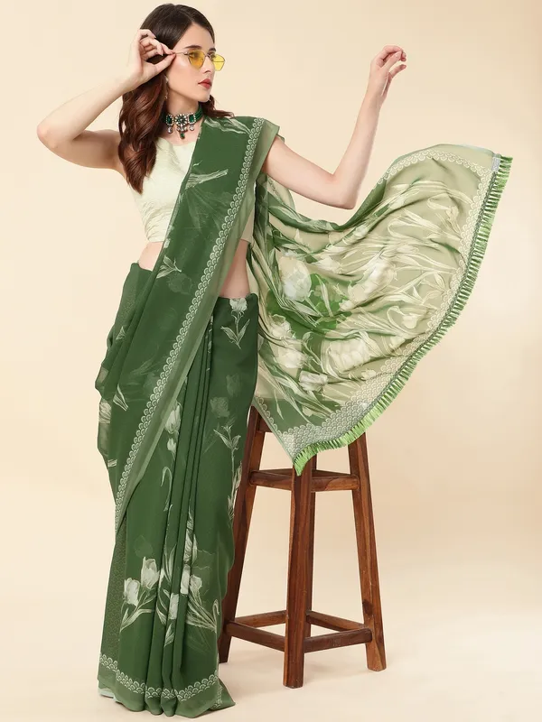 Suha_Womens_Grand_Fashion_Ethnic_Green_Color_Saree