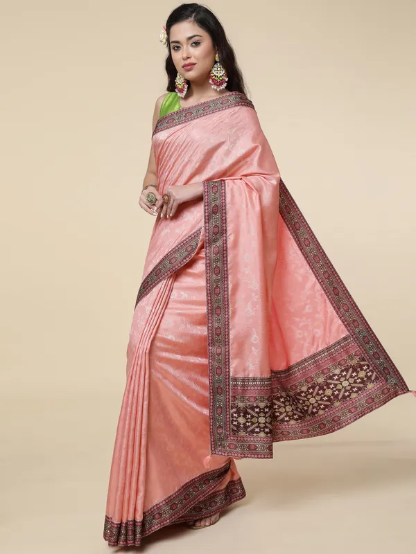 Suha_Womens_Grand_Fashion_Ethnic_Peach_Color_Saree