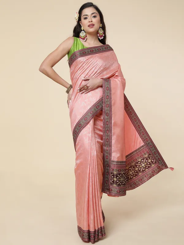 Suha_Womens_Grand_Fashion_Ethnic_Peach_Color_Saree