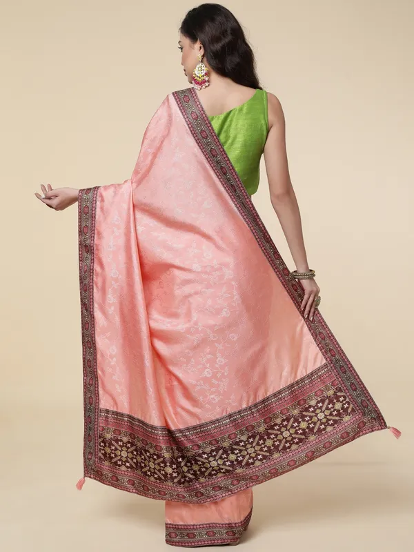 Suha_Womens_Grand_Fashion_Ethnic_Peach_Color_Saree
