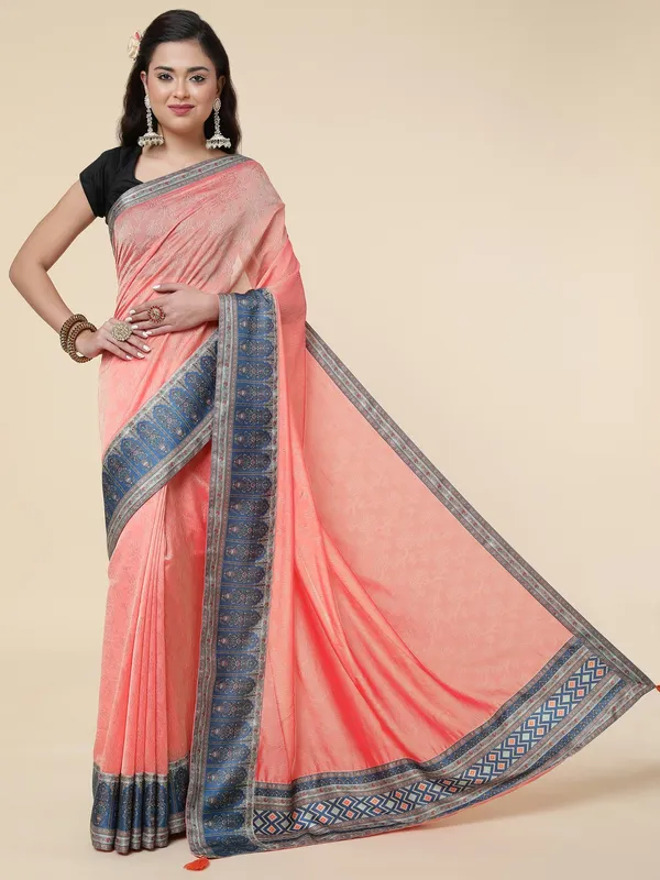 Suha_Womens_Grand_Fashion_Ethnic_Peach_Color_Saree