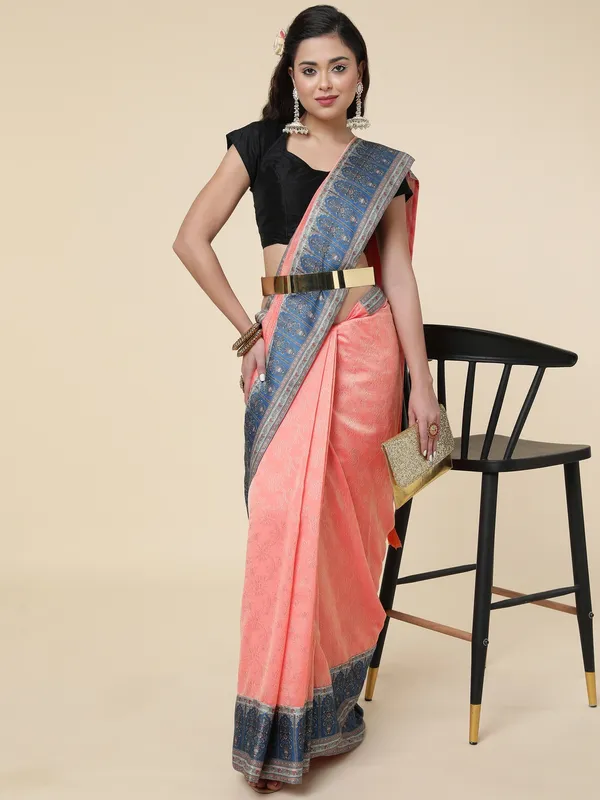 Suha_Womens_Grand_Fashion_Ethnic_Peach_Color_Saree