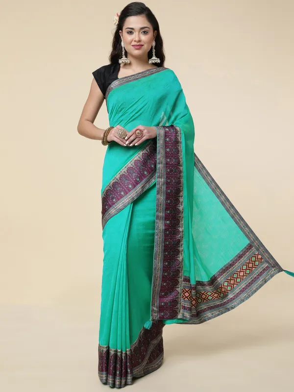 Suha_Womens_Grand_Fashion_Ethnic_Turquoise_Blue_Color_Saree