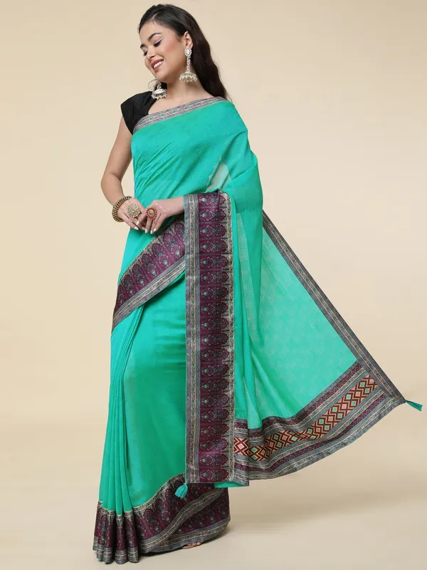 Suha_Womens_Grand_Fashion_Ethnic_Turquoise_Blue_Color_Saree