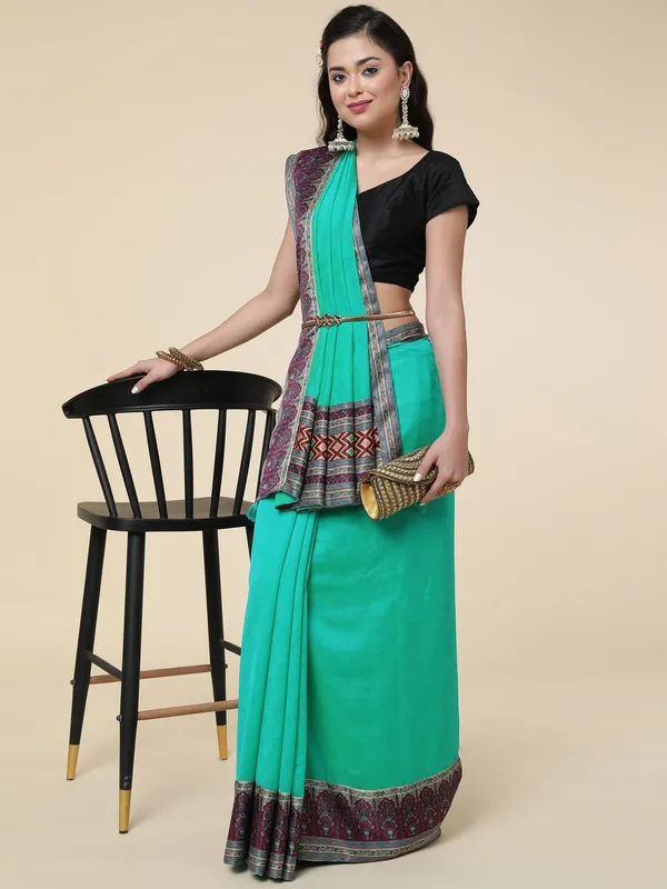 Suha_Womens_Grand_Fashion_Ethnic_Turquoise_Blue_Color_Saree