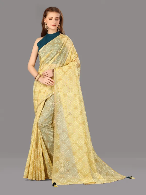 Suha_Womens_Grand_Fashion_Ethnic_Yellow_Color_Saree
