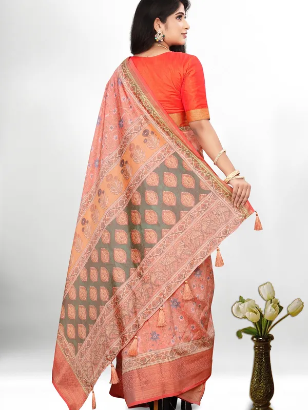Suha_Womens_Grand_Fashion_Ethnic_Peach_Color_Saree