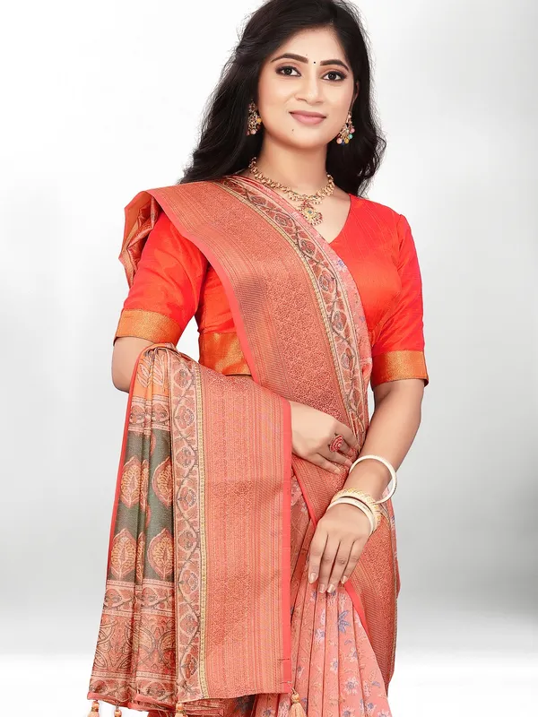 Suha_Womens_Grand_Fashion_Ethnic_Peach_Color_Saree