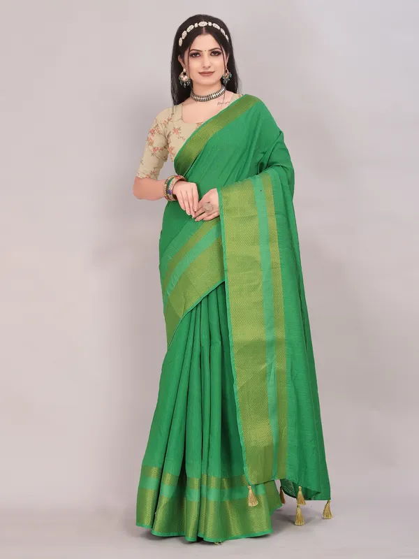 Suha_Womens_Grand_Fashion_Ethnic_Green_Color_Saree