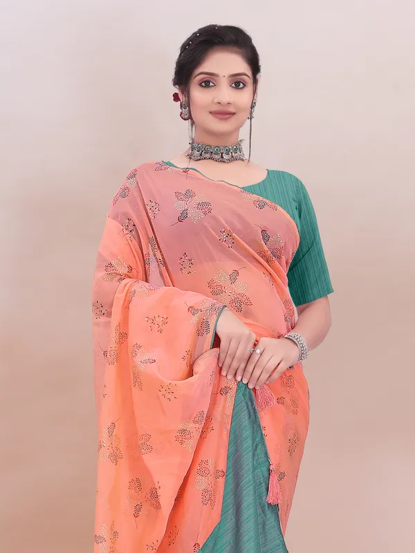 Suha_Womens_Grand_Fashion_Ethnic_Peach_Color_Saree