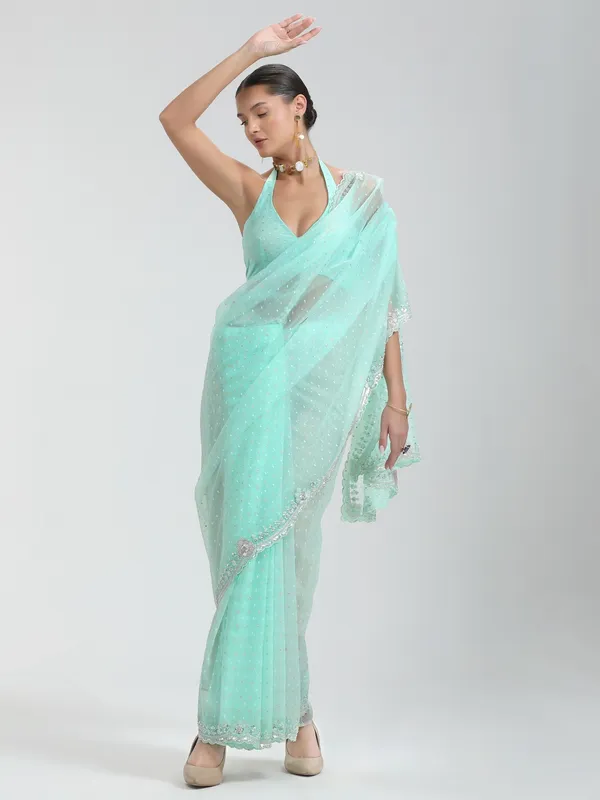 Suha_Womens_Grand_Fashion_Ethnic_Turquoise_Blue_Color_Saree