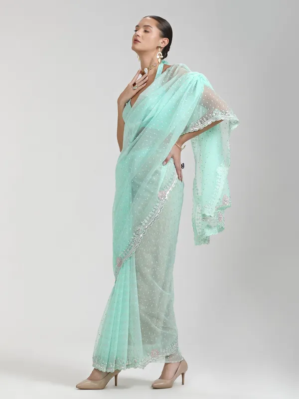 Suha_Womens_Grand_Fashion_Ethnic_Turquoise_Blue_Color_Saree