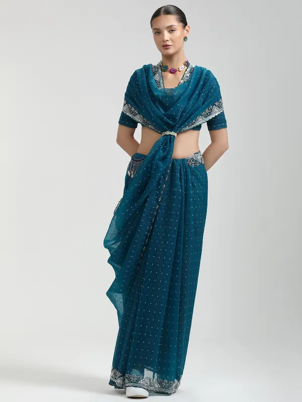 Suha_Womens_Grand_Fashion_Ethnic_Blue_Color_Saree