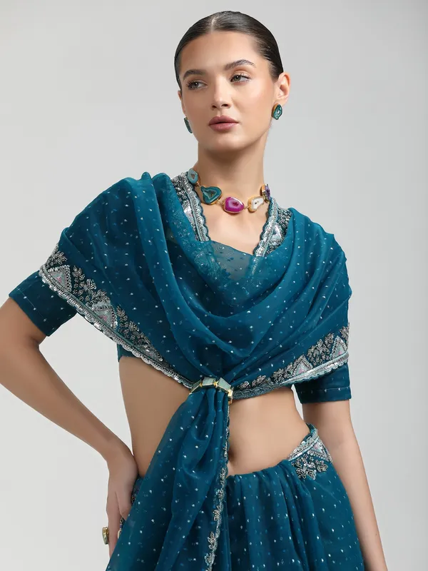 Suha_Womens_Grand_Fashion_Ethnic_Blue_Color_Saree