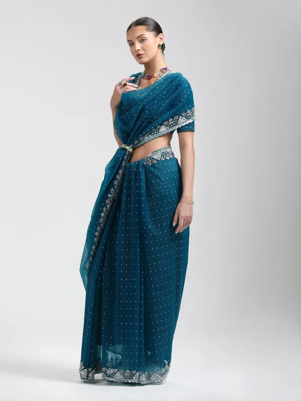 Suha_Womens_Grand_Fashion_Ethnic_Blue_Color_Saree