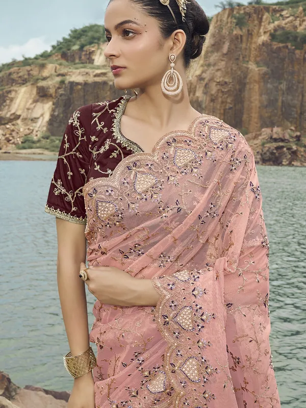 Suha_Womens_Premium_Fashion_Ethnic_Pink_Color_Saree