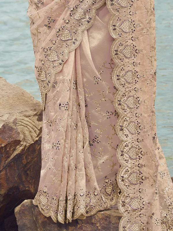Suha_Womens_Premium_Fashion_Ethnic_Peach_Color_Saree