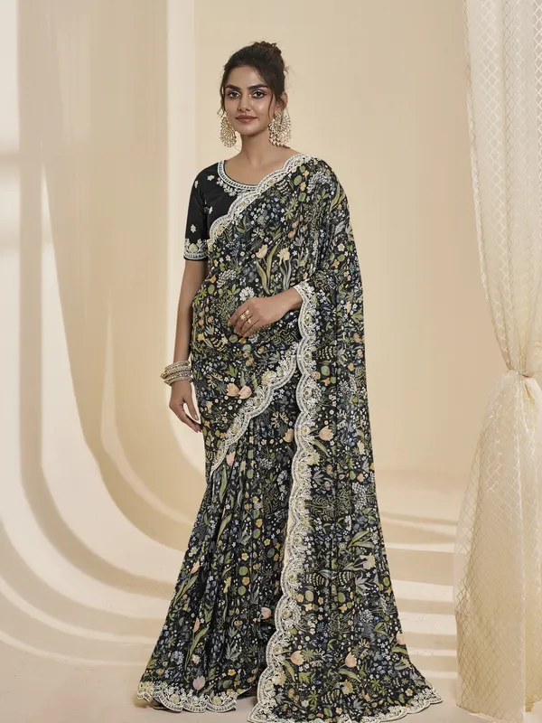 Suha_Womens_Premium_Fashion_Ethnic_Black_Color_Saree
