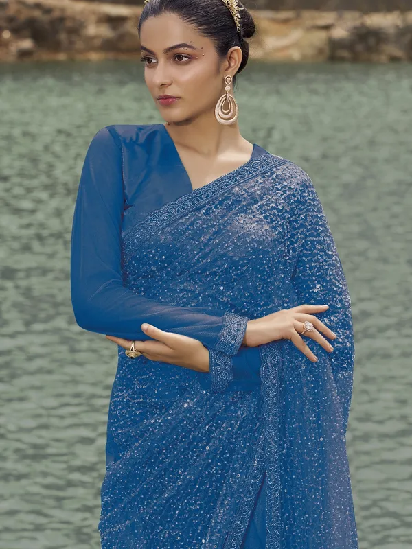 Suha_Womens_Premium_Fashion_Ethnic_Blue_Color_Saree