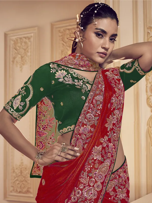 Suha_Womens_Premium_Fashion_Ethnic_Red_Color_Saree