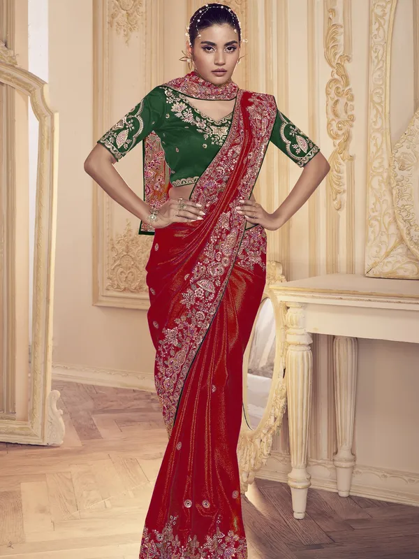 Suha_Womens_Premium_Fashion_Ethnic_Red_Color_Saree