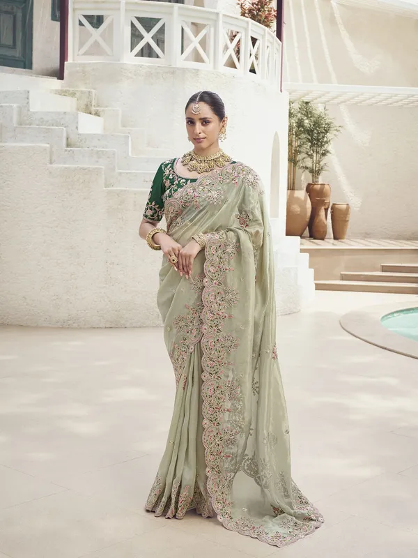 Suha_Womens_Premium_Fashion_Ethnic_Green_Color_Saree