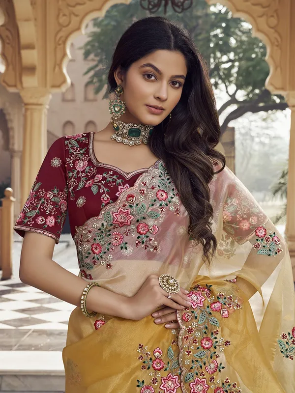 Suha_Womens_Premium_Fashion_Ethnic_Yellow_Color_Saree