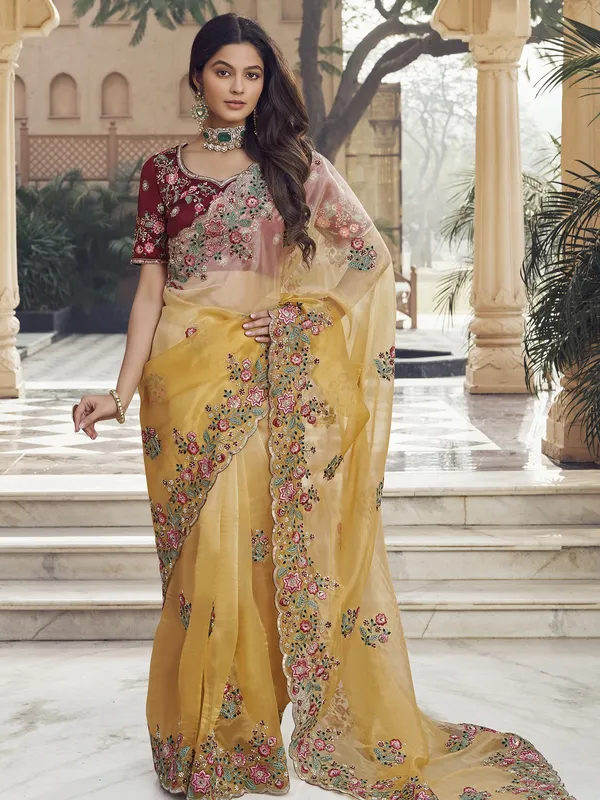 Suha_Womens_Premium_Fashion_Ethnic_Yellow_Color_Saree