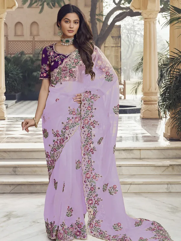 Suha_Womens_Premium_Fashion_Ethnic_Lavender_Color_Saree