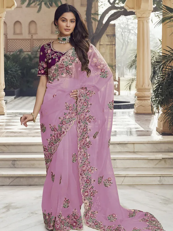 Suha_Womens_Premium_Fashion_Ethnic_Pink_Color_Saree