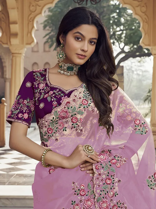 Suha_Womens_Premium_Fashion_Ethnic_Pink_Color_Saree