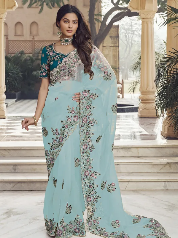 Suha_Womens_Premium_Fashion_Ethnic_Sea_Green_Color_Saree