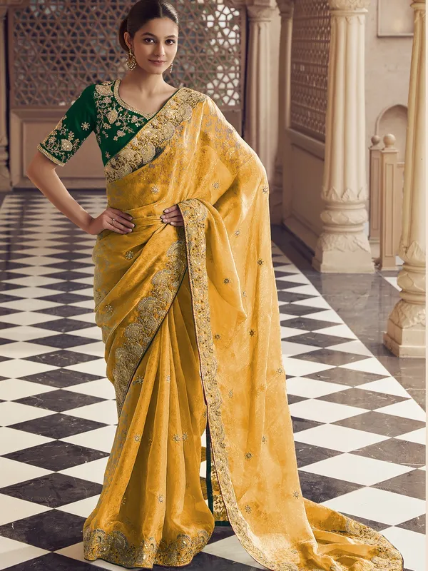 Suha_Womens_Premium_Fashion_Ethnic_Yellow_Color_Saree
