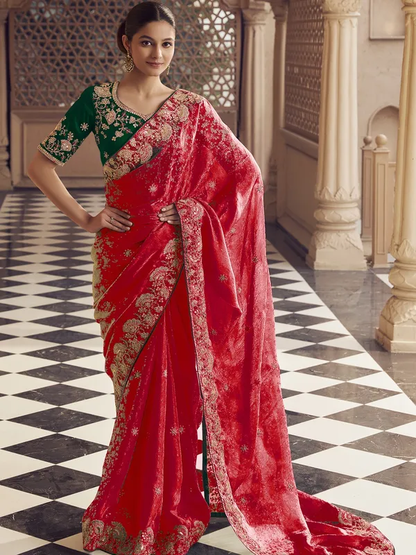 Suha_Womens_Premium_Fashion_Ethnic_Red_Color_Saree