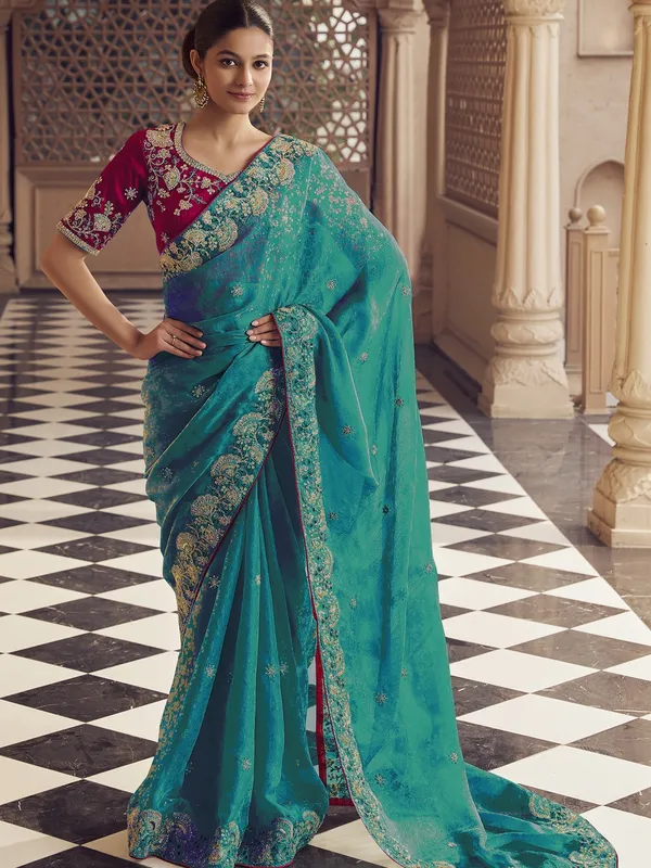 Suha_Womens_Premium_Fashion_Ethnic_Green_Color_Saree