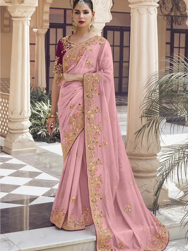 Suha_Womens_Premium_Fashion_Ethnic_Pink_Color_Saree