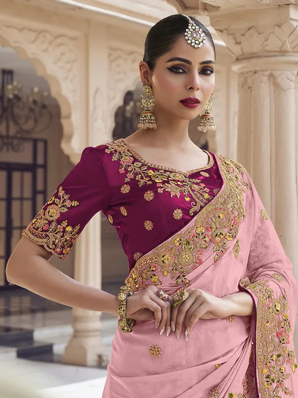 Suha_Womens_Premium_Fashion_Ethnic_Pink_Color_Saree