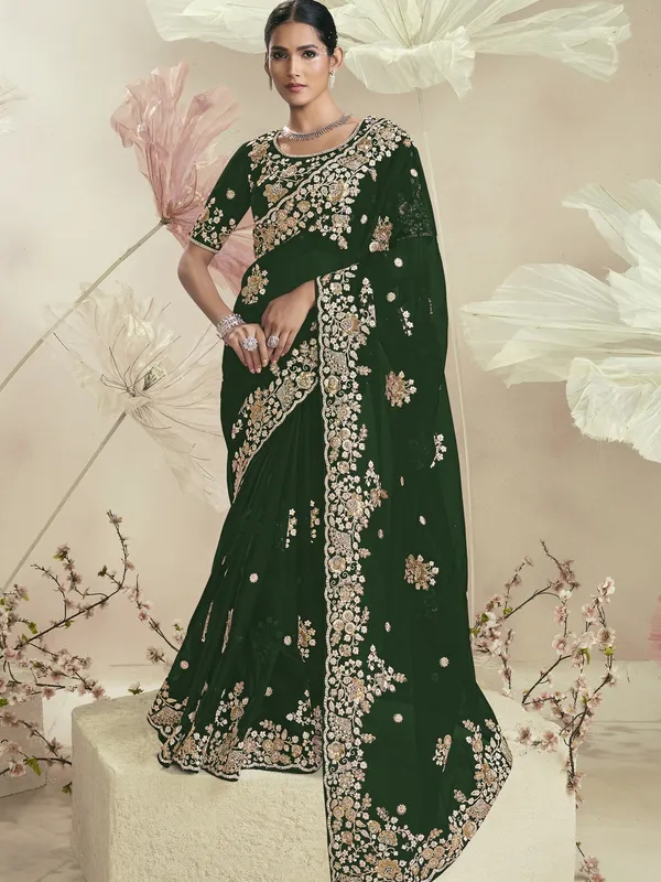 Suha_Womens_Premium_Fashion_Ethnic_Green_Color_Saree