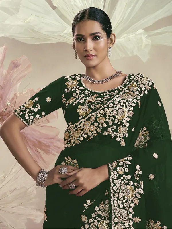 Suha_Womens_Premium_Fashion_Ethnic_Green_Color_Saree