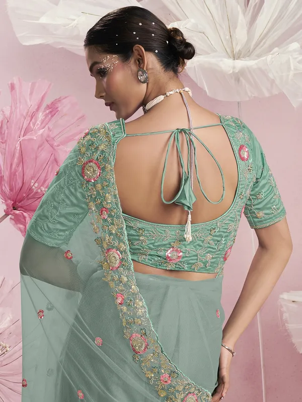 Suha_Womens_Premium_Fashion_Ethnic_Sea_Green_Color_Saree