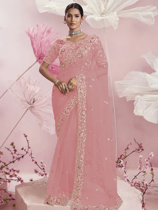 Suha_Womens_Premium_Fashion_Ethnic_Pink_Color_Saree