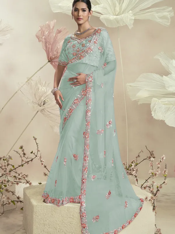 Suha_Womens_Premium_Fashion_Ethnic_Sea_Green_Color_Saree