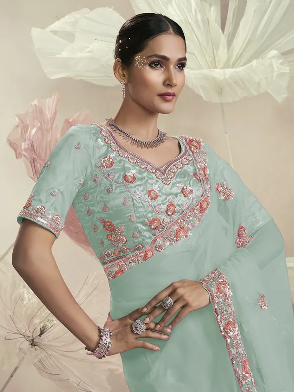 Suha_Womens_Premium_Fashion_Ethnic_Sea_Green_Color_Saree