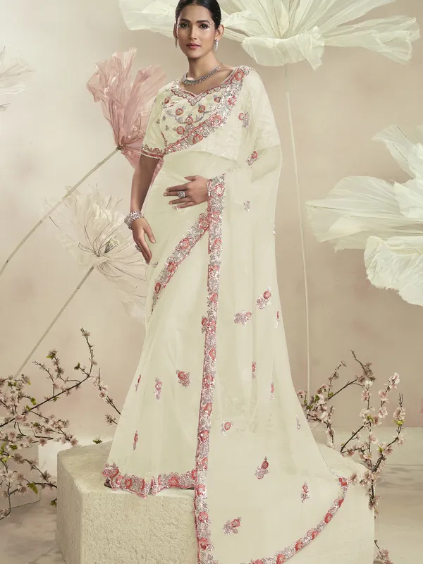 Suha_Womens_Premium_Fashion_Ethnic_Off_White_Color_Saree