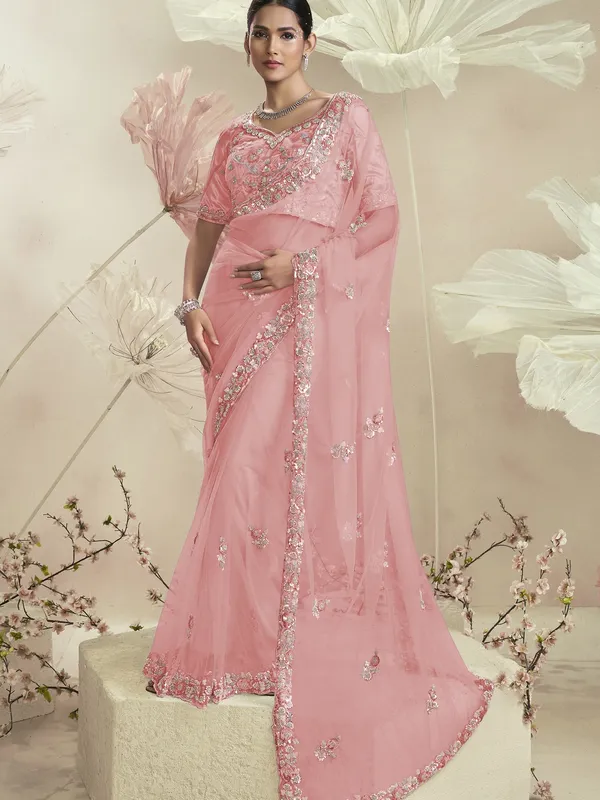 Suha_Womens_Premium_Fashion_Ethnic_Pink_Color_Saree